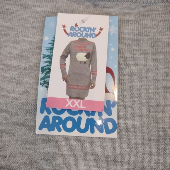 Rockin Around Christmas  Sweater dress Sheep Bell Gray Nordic Ugly Sweater XXL - Picture 13 of 13